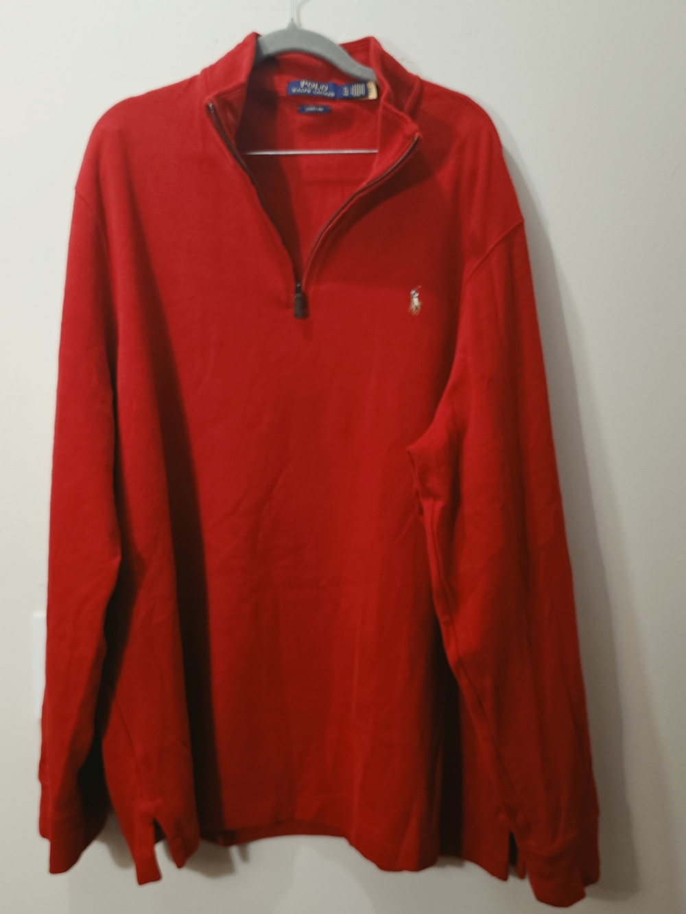 Ralph Lauren Red Estate Rib Cotton Mock Neck Pullover Sweater XL Americana Yacht